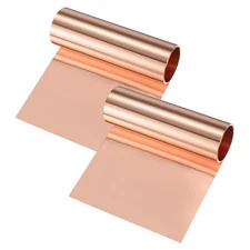 2-Pack Thin Copper Sheet Roll, 3500mm x 100mm x 0.03mm Copper Roll for Crafts