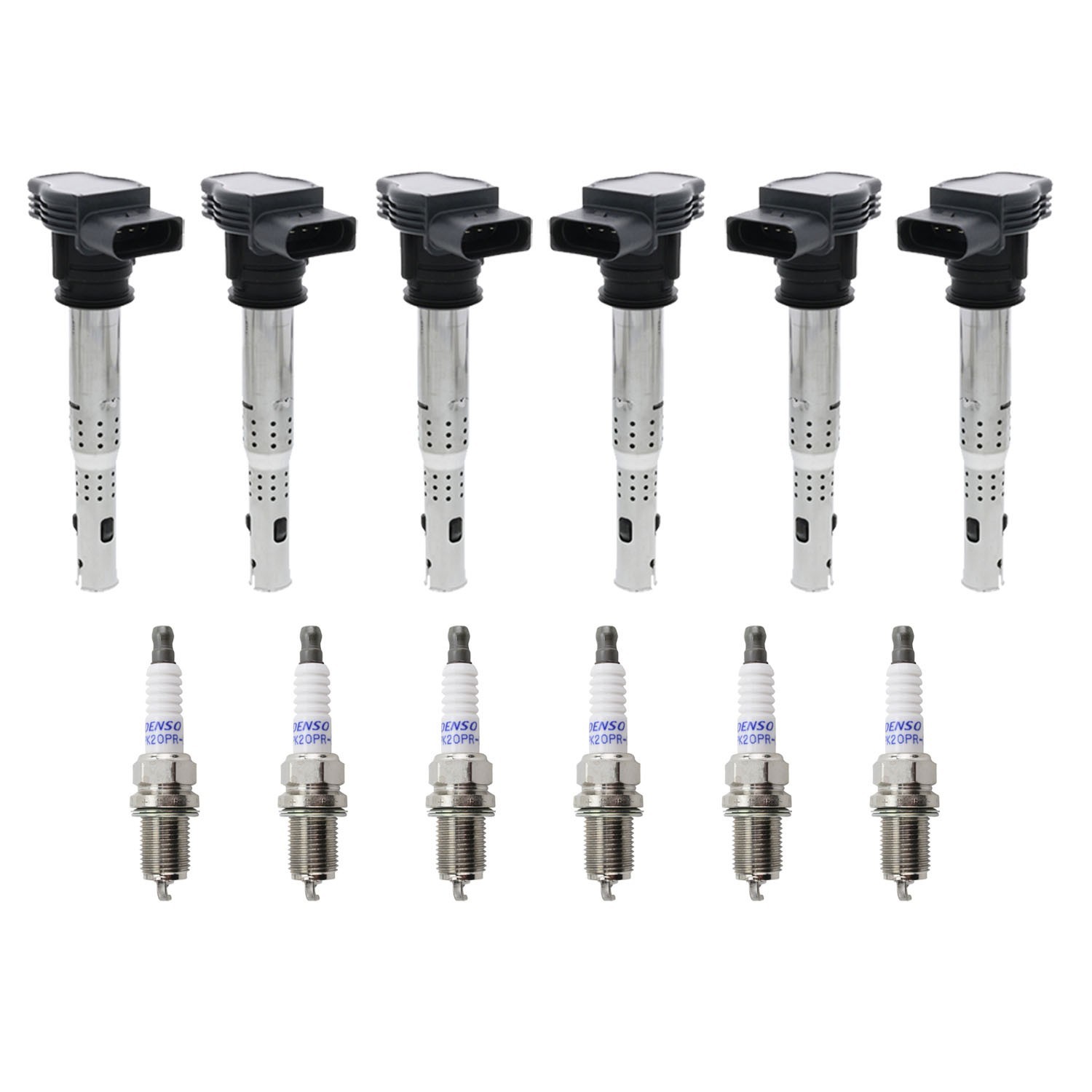 Eldor 6 Ignition Coils Denso Platinum Spark Plugs Kit for Audi Q5 3.2L V6 2009
