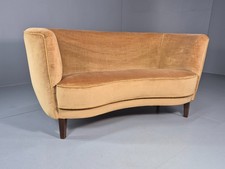 Classic Two Seater Danish Curved Banana Sofa 1930s Art Deco Gold  EB10791 M2SS