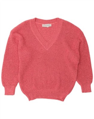 LAURA TORELLI Womens Oversized V-Neck Jumper Sweater UK 10 Small Pink BT12