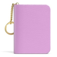 Credit Card Holder Women Small RFID Wallet Slim Leather Zipper Case Keychain
