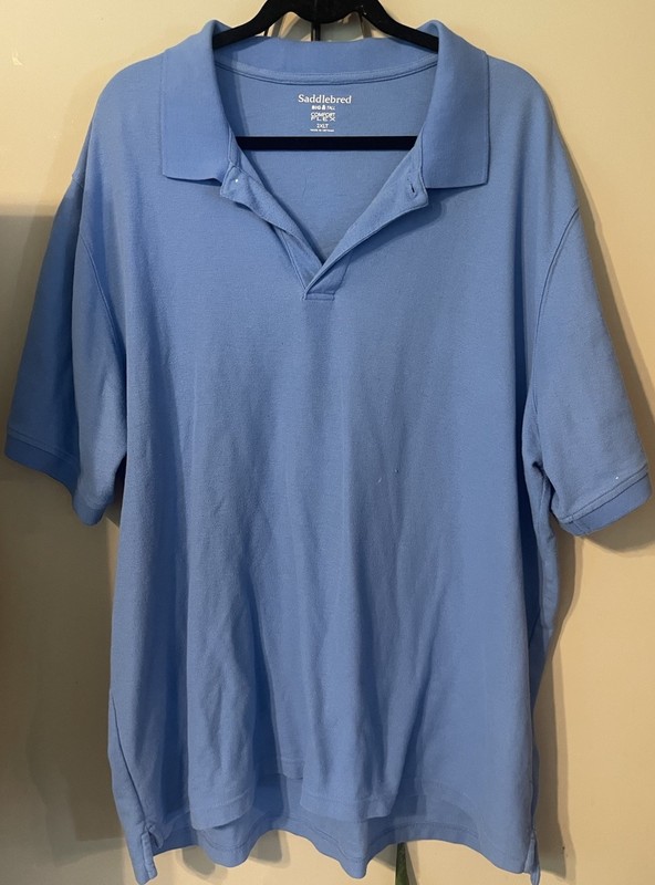 Saddlebred Comfort Flex Big & Tall 2XLT Blue Solid Knit Short Sleeve Polo