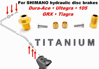 SHIMANO BH90 JK-SS: 1 Schlauchanschluss aus TITAN für Dura-Ace / Ultegra / GRX