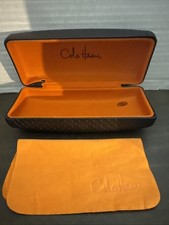Cole Haan Brown Sunglasses Case Hard Hinged Designer Eyewear Holder Faux Leather