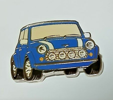 Classic Mini Cooper Sport Metal Lapel Pin Badge In Blue And White Stripes Car