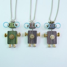 Steampunk Robot Charm - Handmade Robot for Necklace, Keychain, Car  Bag Hanger