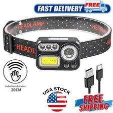 LED Headlamp USB Rechargeable Flashlight Waterproof Head Lamp COB Torch Camping