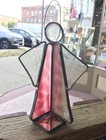 Pink Stained Glass Angel Hanging Candle Holder — photo 2