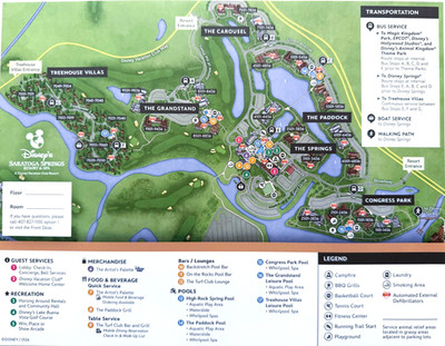 2026 Walt Disney World Saratoga Springs Resort Map WDW - New - Free Shipping