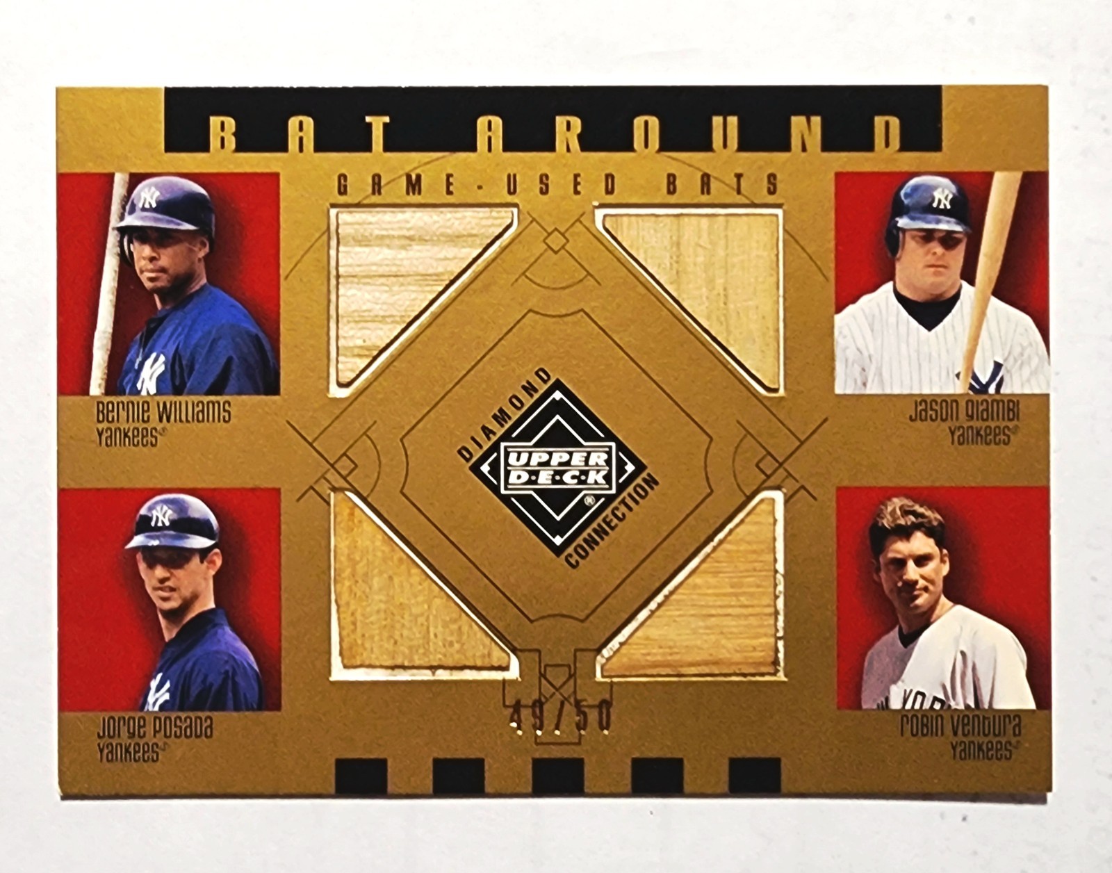 Upper Deck Diamond Conn quad Bat card GOLD  Williams Giambi Ventura Posada 49/50