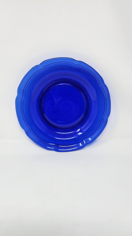 Retired Mikasa French Countryside Cobalt Blue Clear Glass Salad Plates- Set Of 4