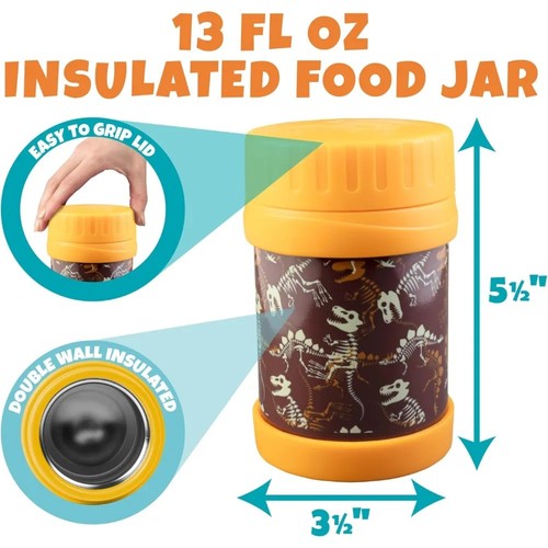 Bentology Kids Lunch Tote Set Dinosaur Orange - Jurassic Era - Includes - Foto 2 di 5