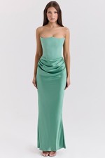 HOUSE OF CB 'Persephone' Jade Strapless Corset Maxi Dress/Size S-US 4-6/QA6634