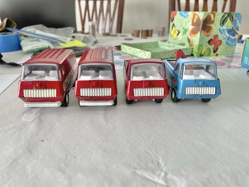 Vintage 1973 Original Tonka Pressed Steel The Detroit News Toy Vans, All 4 Sell