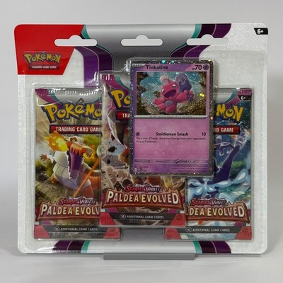 Pokémon TCG Paldea Evolved 3 Pack Blister | Tinkatink Promo | Sealed