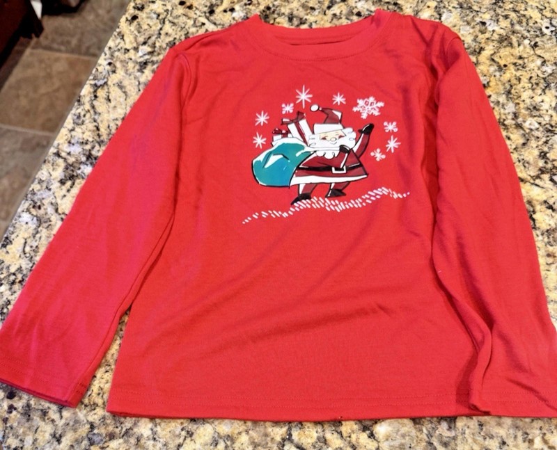 Toddler -  Christmas Santa Shirt Size 3T - Caucasian Face
