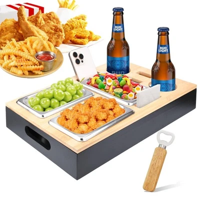 Couchbar Snackbox, Sofa Tablett,Mit Snackschalen Aus Edelstahl,mit Abnehmbare... - Bild 1 von 4