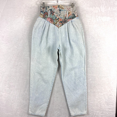 VTG 80s Yes Jeans Women 11 Acid Wash Tapestry High Waist Pleated Avant Garde USA