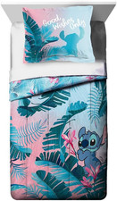 Disney Lilo Stitch Floral Fun Full/Queen Comforter Sham Set - Super Soft Kid