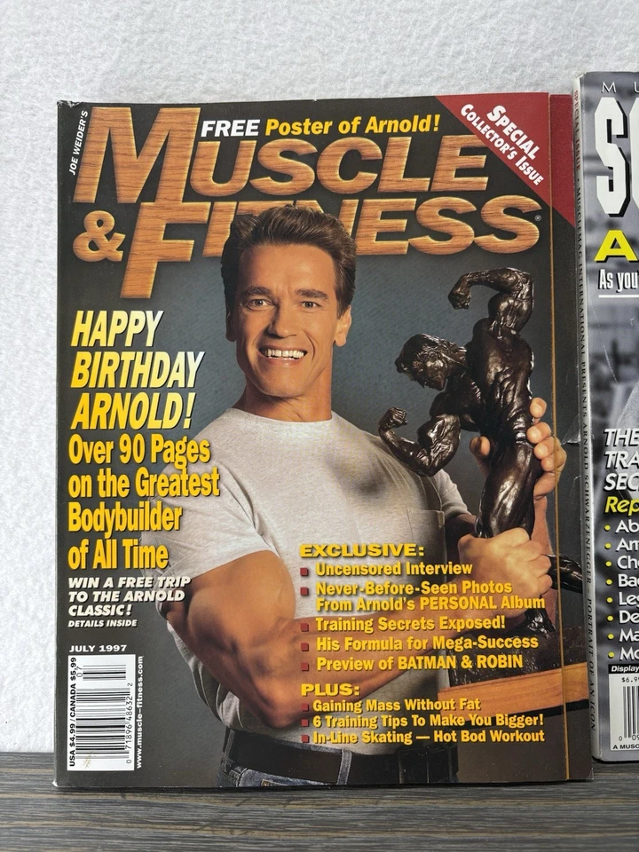 Lot Of 3 Vintage Muscle & Fitness Magazines w/ Arnold Schwarzenegger 1997 Vanity - Image 4 of 4