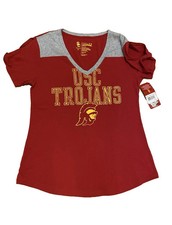 USC Trojans T-Shirt Authentic Apparel SZ Medium Logo V-Neck Short Sleeve NWT