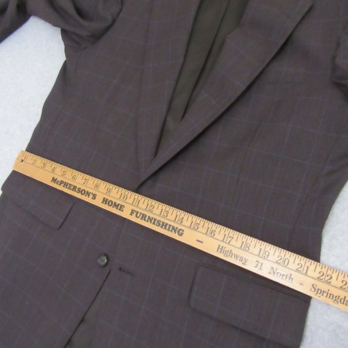 Tom James Mens Sport Coat 46R Brown Red Windowpane Check Executive - Picture 12 of 13