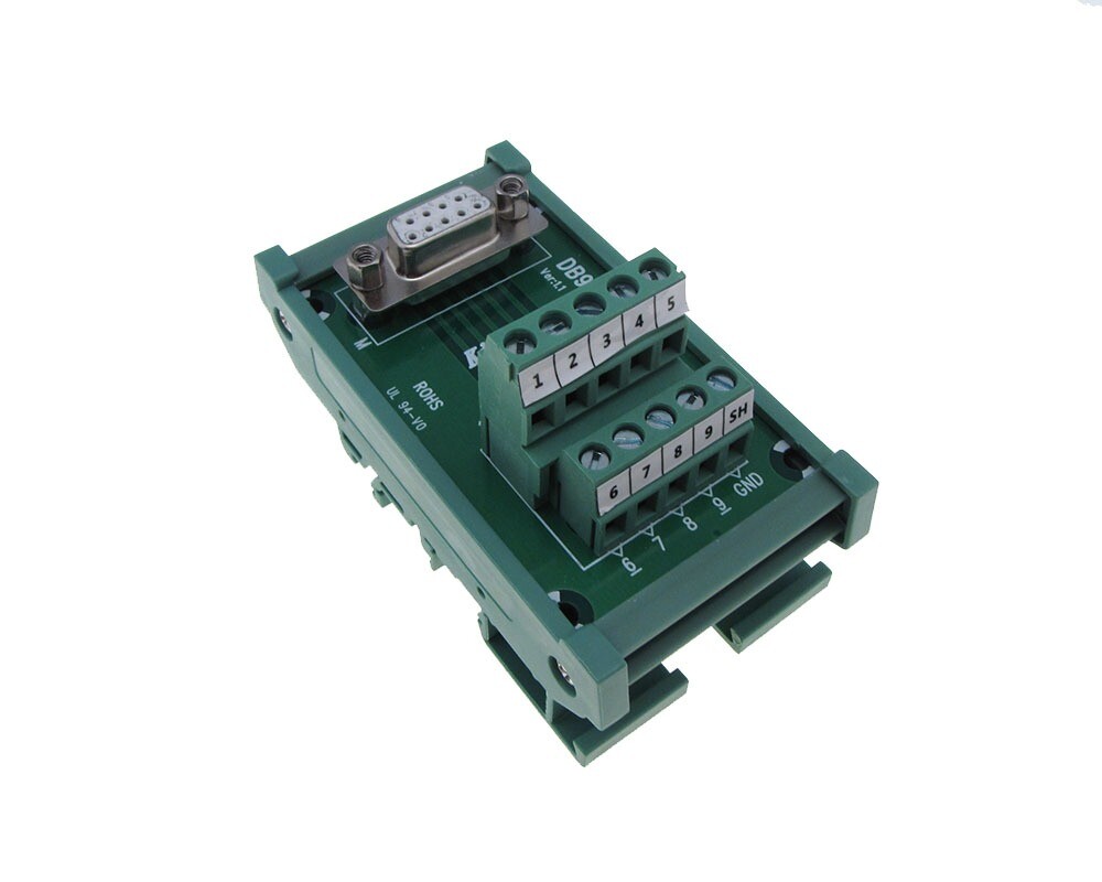 DB9 Female Signals Breakout Board Din Rail Mounting Header Screw