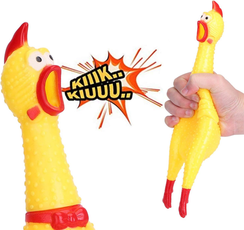 Giocattolo per Cani Pollo Urlante in Gomma Giallo Decompressione Cigolante Picco - Foto 8 di 12
