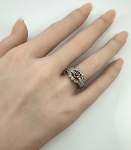 Anello in oro bianco 14 kt con rubini rossi naturali e diamanti cuore misura 6,75 FZZ - Foto 6 di 6