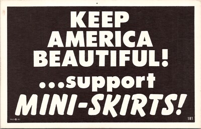 Keep America Beautiful Support Mini Skirts Vintage Postcard Spc9