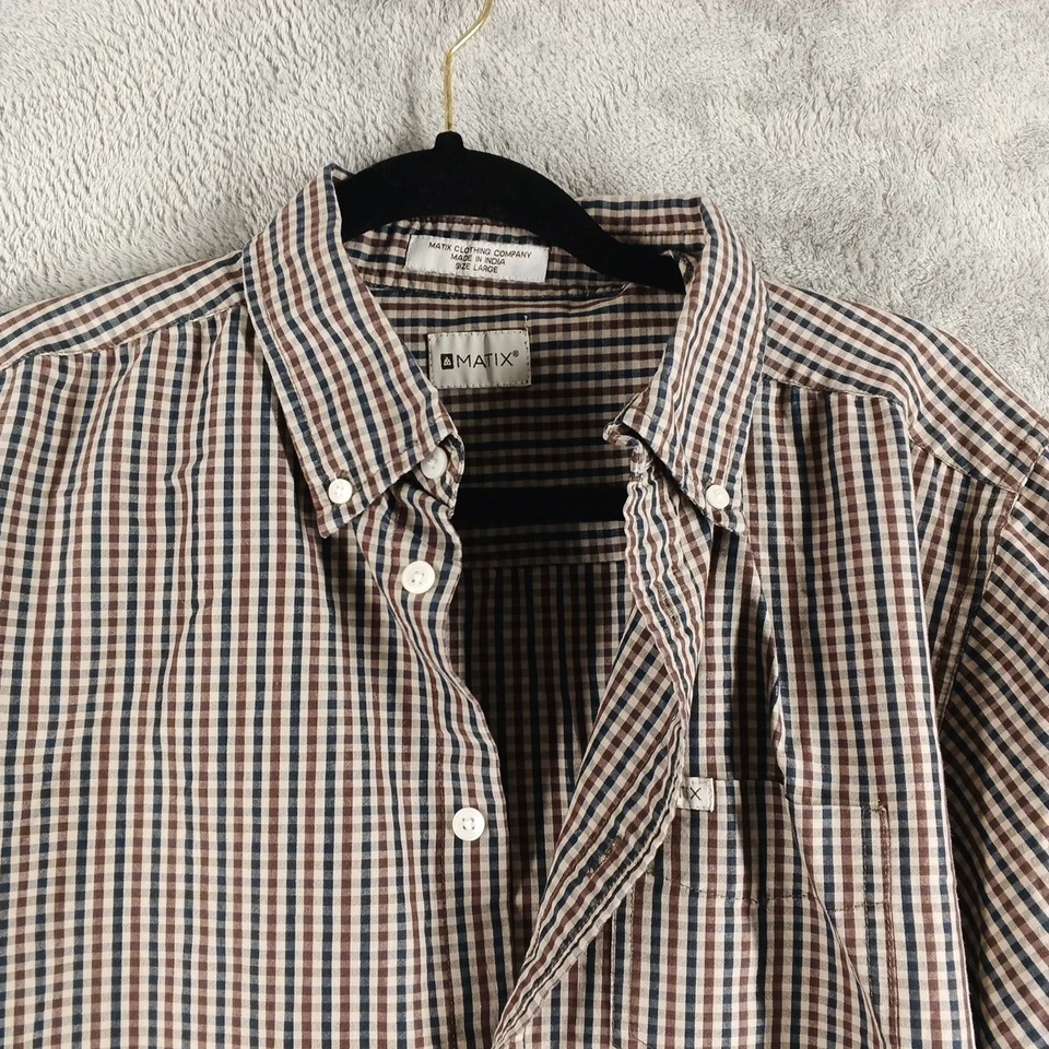 MATIX Men Slim Fit Button Down Shirt Size LARGE Woven Multicolor Cotton Blend - Image 4 of 4