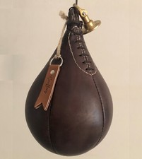 Punch ball speed bag con attacco in ottone | Taglia 5 | Pelle marrone scuro vintage