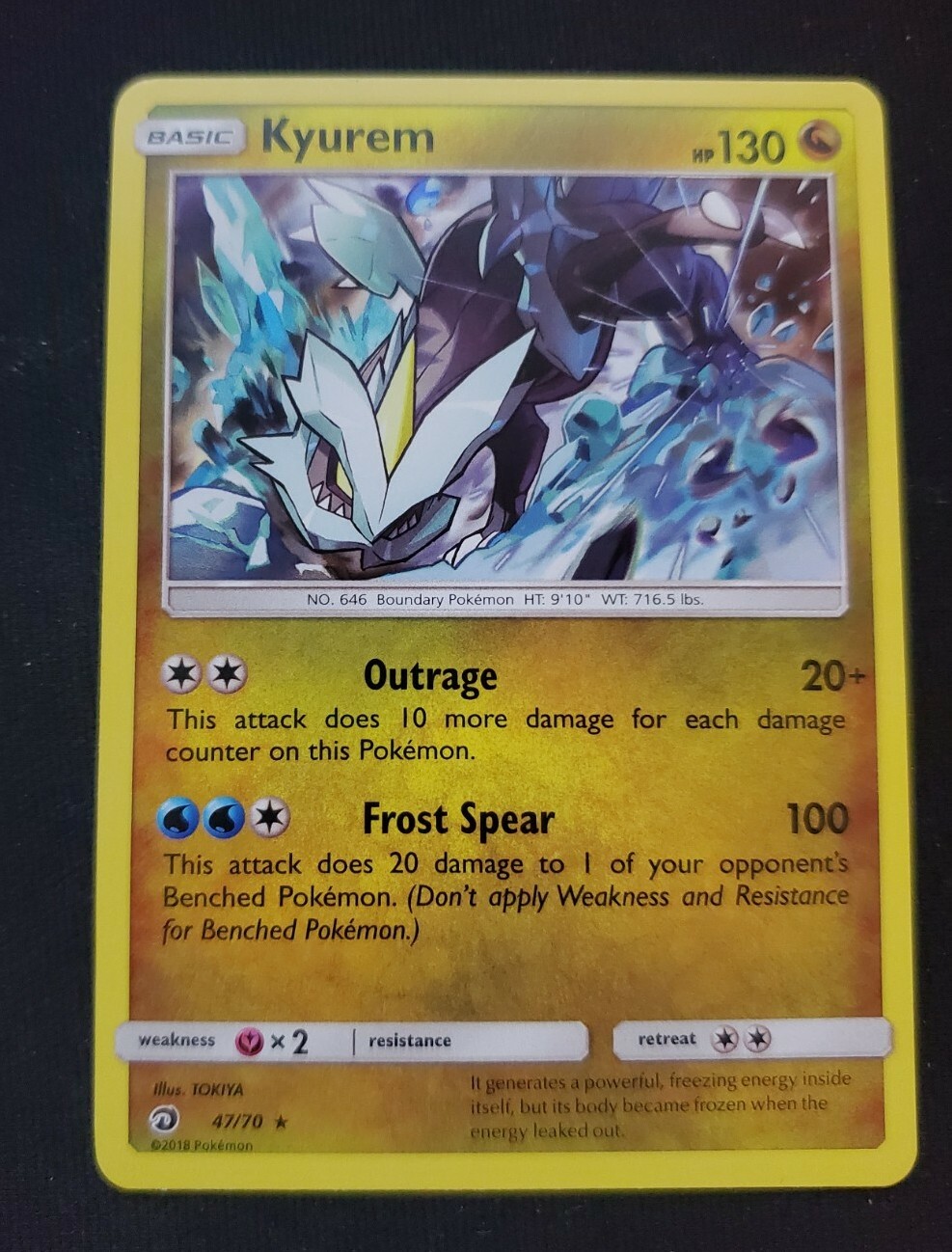 Kyurem 47/70 Holo Rare Sun & Moon Dragons Majesty Pokemon Card NM