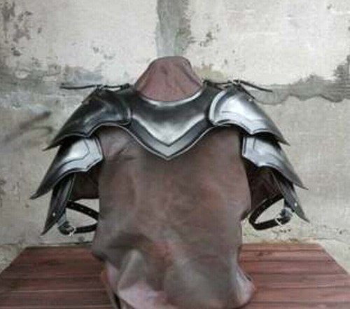 Halloween Medieval pauldrons and gorget shoulder Larp costume~renaissance Knight - Picture 2 of 3