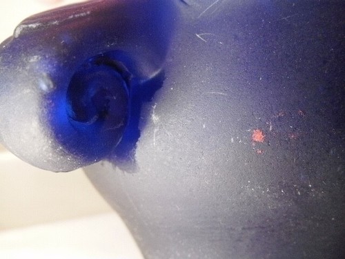TAZÓN DE COPA DE VIDRIO SATINADO AZUL PROFUNDO PRENSA GRUESA COBALTO 2 MANGO RIZADO - Imagen 14 de 16