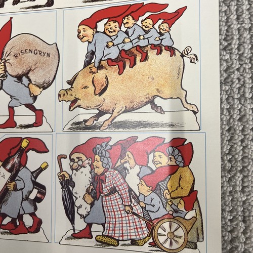 Vintage Gnome prints dancing gnomes parade gnomes Alfred Jacobsens Denmark set 2 - Picture 6 of 13
