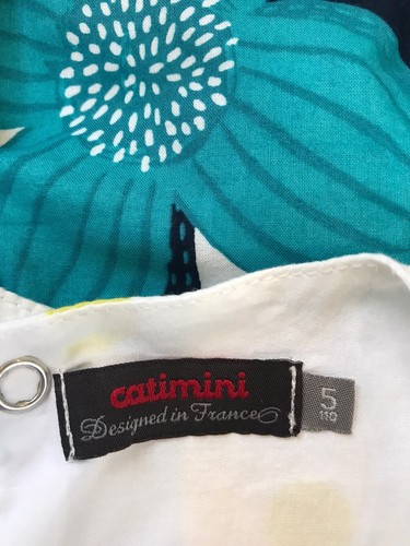 CATIMINI Girls Designer Sleeveless Dress Size 5 White Floral Butterflies - Picture 8 of 8