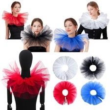 Elizabethan Neck Ruff Tulle Ruffled Collar Neck Costume Fake Collar