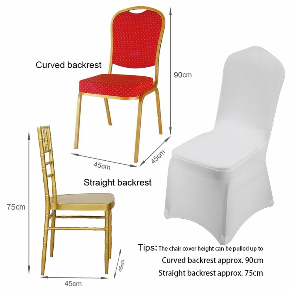 1-50x Chair Seat Covers Spandex Stretch Washable Banquet Dining Wedding Party - image 3 of 4