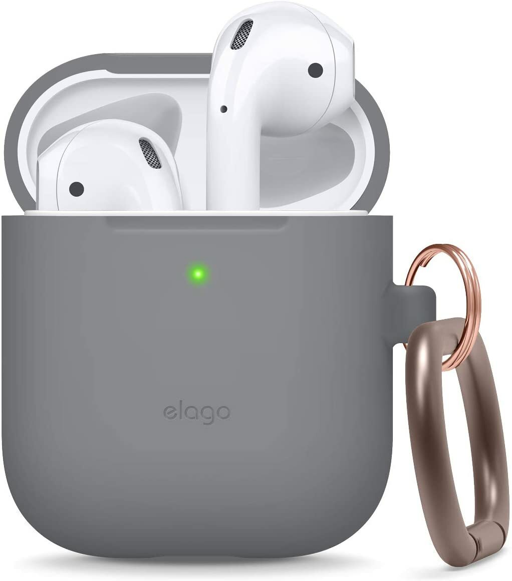 AirPods Case elago® Silicone Case with Keychain [Medium Grey]