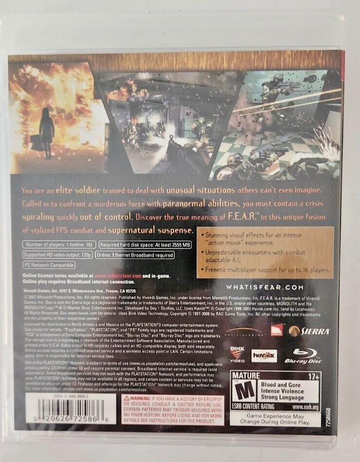 F.E.A.R. First Encounter Assault Recon PS3 Brand New Game (2005 Shooter Horror) - Image 2 of 2