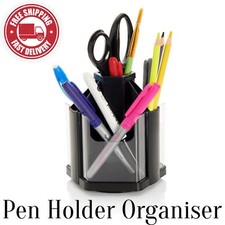 Pen Holder Desk Tidy Pens Storage Pen Pot Office Rotary Stand Organiser Black