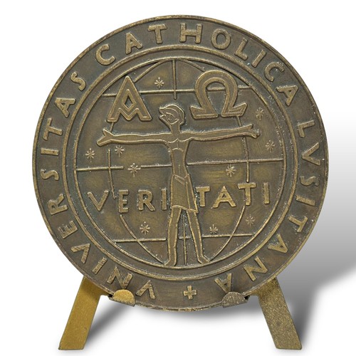 Vintage Bronze Medallion Pope John Paul II University Catholic Vasco Nuno READ