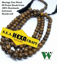 Natural Moringa Kelor Wood Prayer Beads Misbaha Tasbih Rosary 99 Beads Handmade