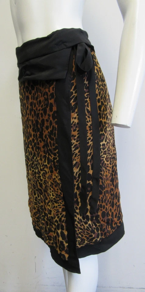 LAFAYETTE 148 Falda envolvente estampado animal marrón y negro talla 10 Foto 2 de 4