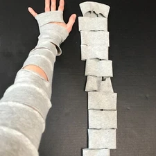 Ripped Gloves Gray Arm Warmers Cut Out Sleeves Zombie Mummy Costume Distressed