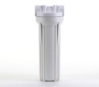 Hydronix 10'' White Housing w/ White Rib Cap, RO & Filtration Systems, 3/8'' Ports