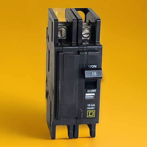 SQUARE D QOU215 Feed-thru Circuit Breaker 2 Pole 15 Amp 120/240VAC used - Picture 6 of 16