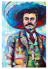 Zapata Mexican revolutionary poster print 18x12 original artwork by Xilberto
