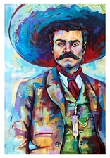 Zapata Mexican revolutionary poster print 18x12 original artwork by Xilberto